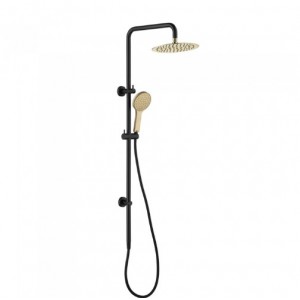 Kaya Matte Black Twin Shower With Urban Brass Heads